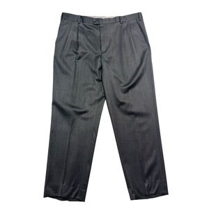Zanella Italy 42x32 Gray Bennett Dress Pants Trousers Pleated High Waist Stretch